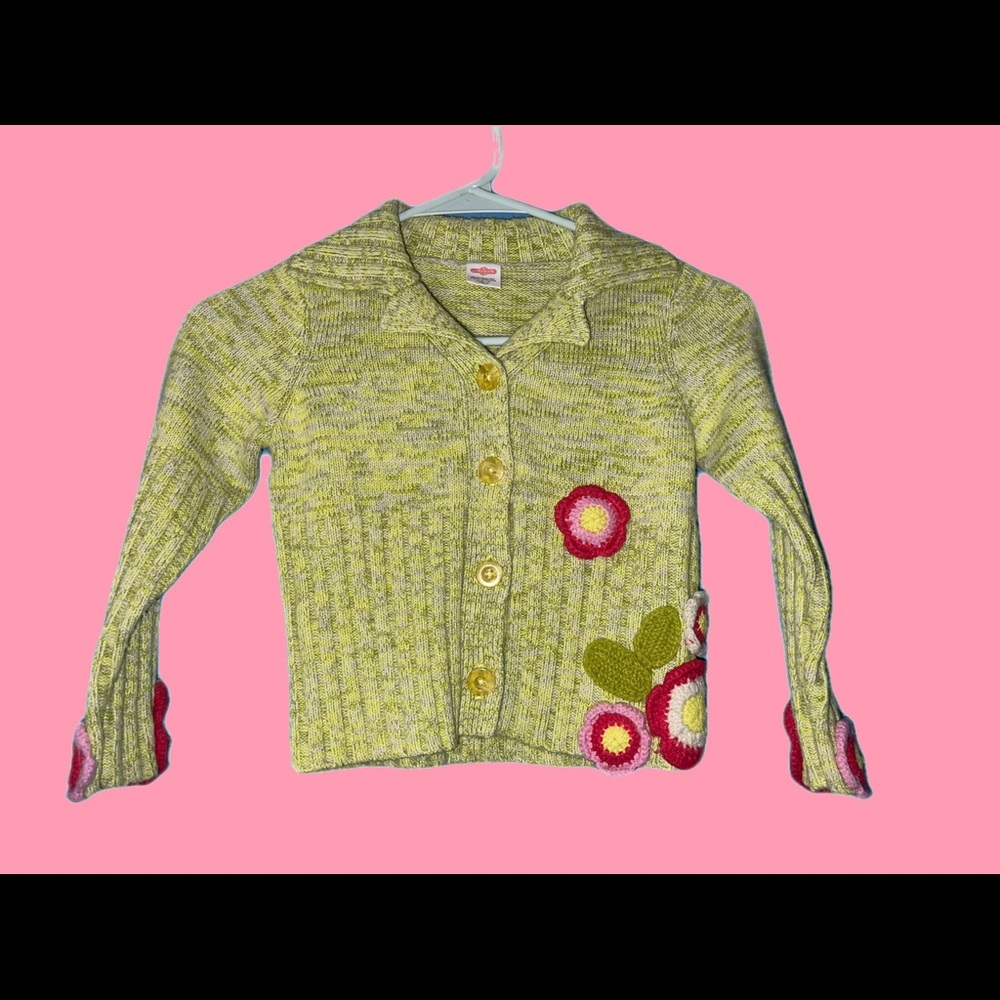 Lime green button down sweater